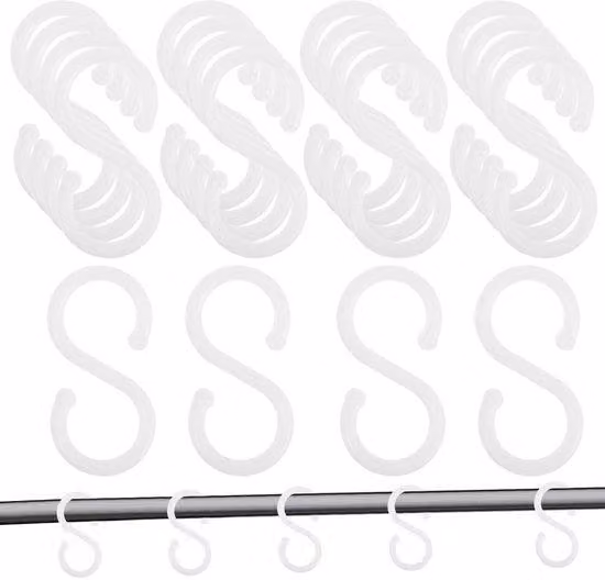 Organizzatore per scrivania - A forma di S - 100 pezzi - Plastica riutilizzabile - Ideale per cucina/bagno - Salvaspazio - Ganci per ripostiglio