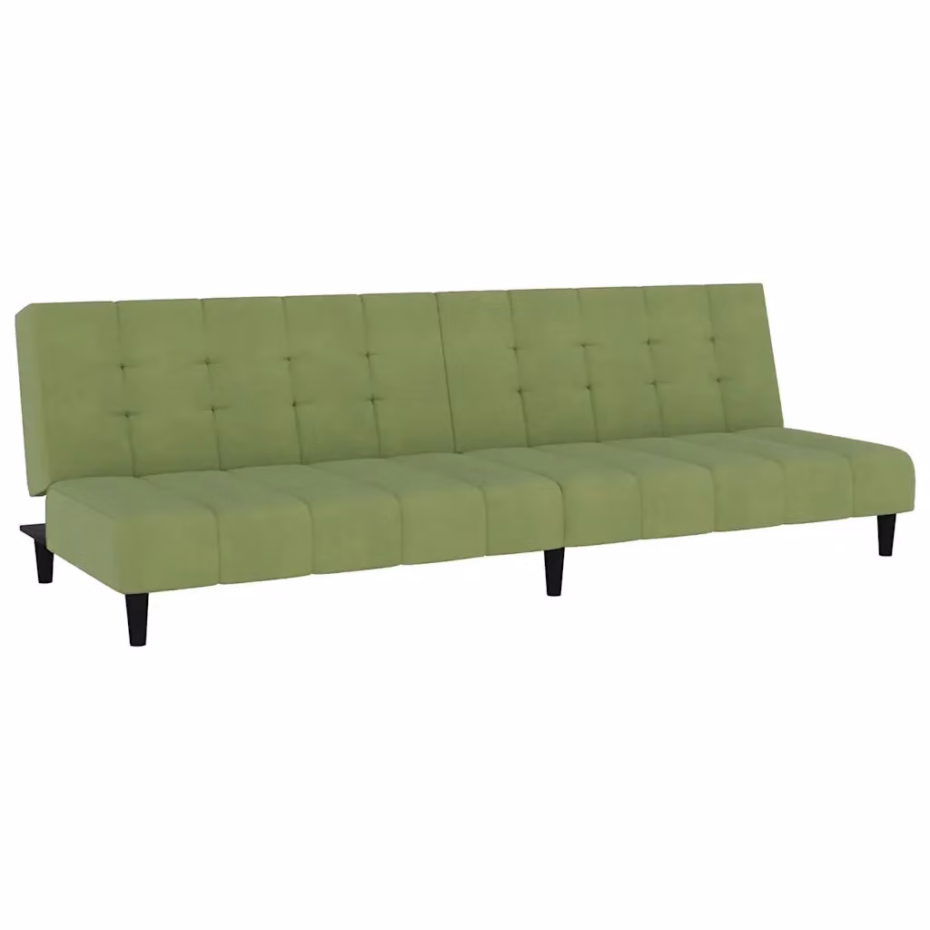 Divano Letto Click Clack vidaXL in Velluto Verde con Poggiatesta Regolabile e Struttura in Legno Solido, Dimensioni Letto: 100 x 200 cm – 2