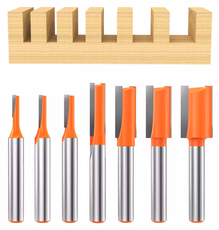 7 frese a scanalatura, con gambo da 6 mm, a due taglienti, di diametro 3/4/5/6/8/10/12 mm