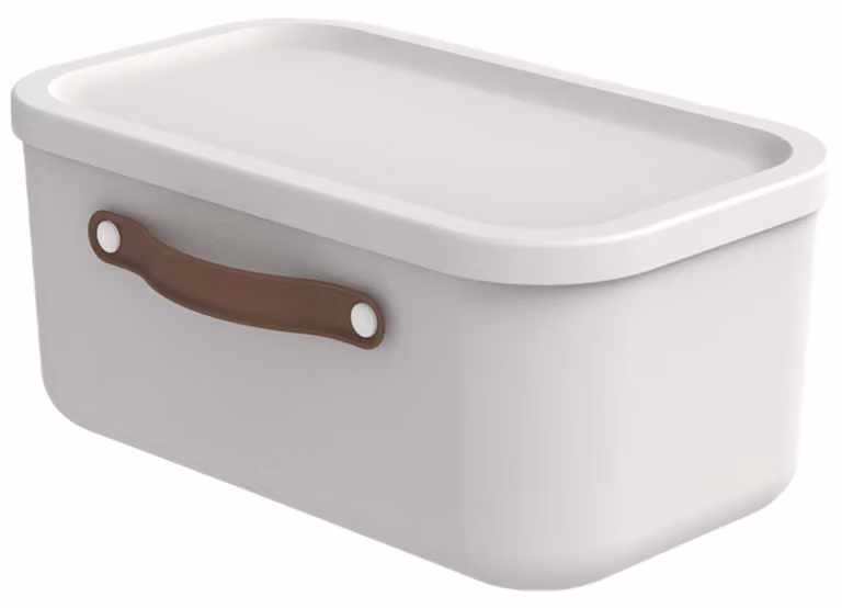 Contenitore di stoccaggio Rotho Maloja con coperchio, capacità 12 litri, contenitore in plastica impilabile, colore bianco
