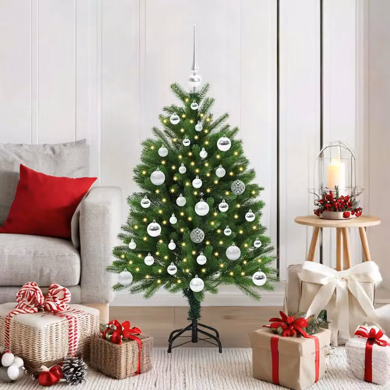 Albero di Natale vidaXL con 150 LED luce bianca calda, Verde, Altezza: 120 cm