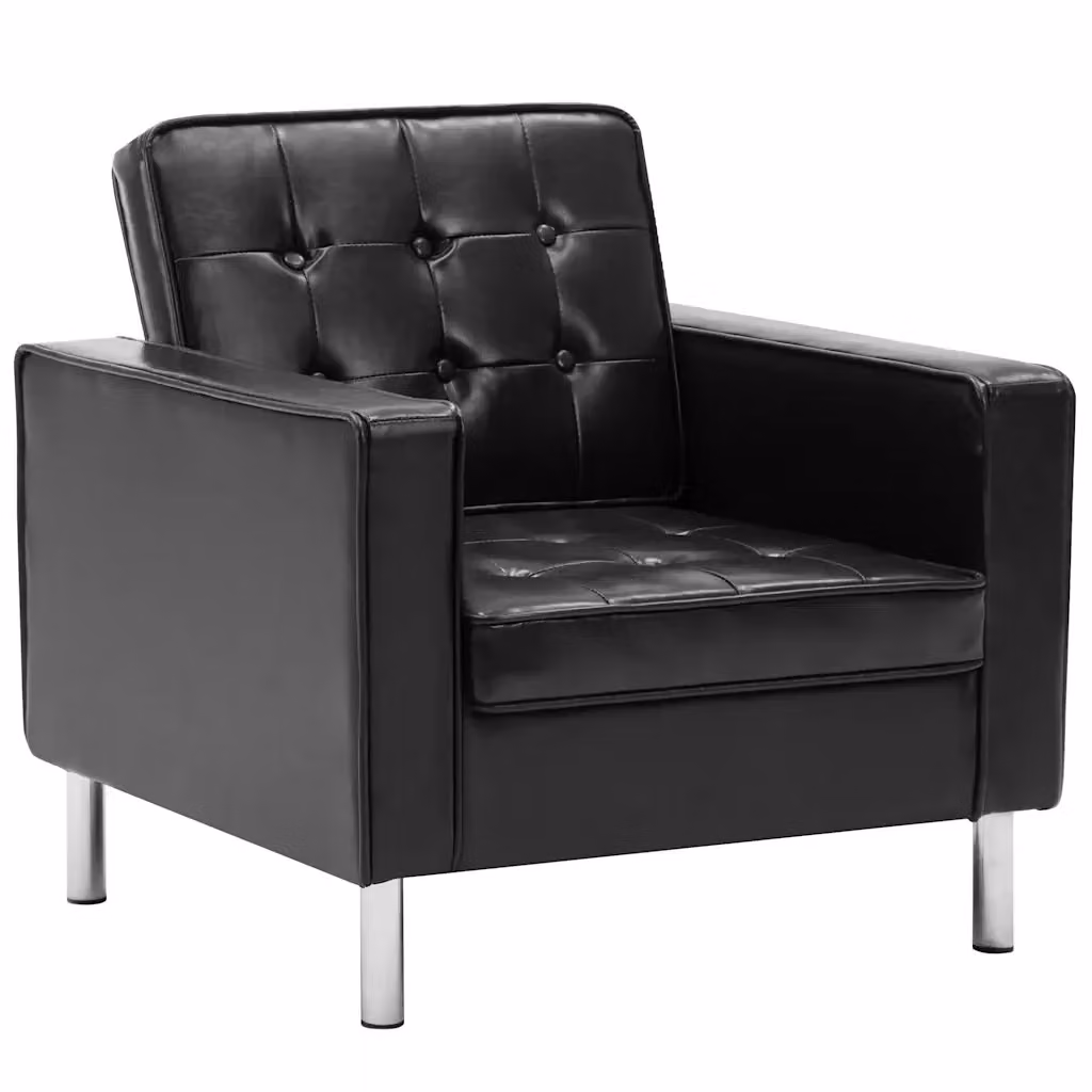 Poltrona Chesterfield nera in similpelle con braccioli vidaXL L/P/H: 75 x 70 x 75 cm – 2