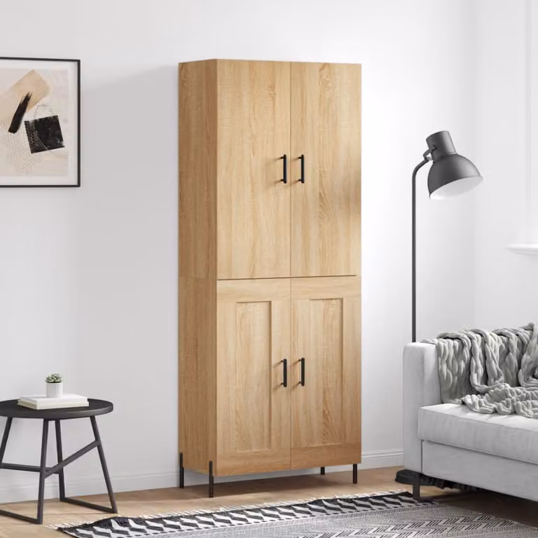 Credenza moderna vidaXL in rovere color marrone con ante a battente, L: 69,5 cm, P: 34 cm, H: 180 cm