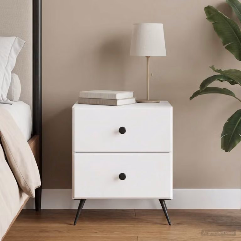 vidaXL Armadio da Notte Moderno con Cassetto Bianco L: 43 cm, P: 34,5 cm, H: 47,5 cm