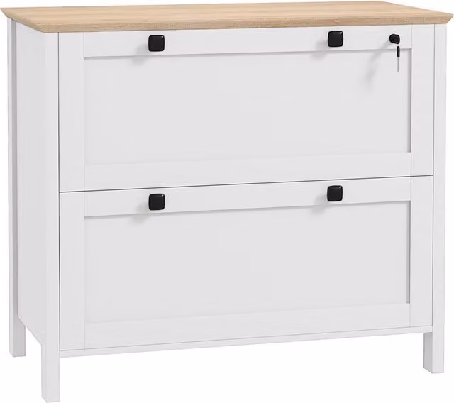 Armadietto Portadocumenti HOMCOM con 2 Cassetti per Cartelle A4, Serratura e Chiavi, Bianco, L 76 cm x P 40 cm x H 76 cm – 1