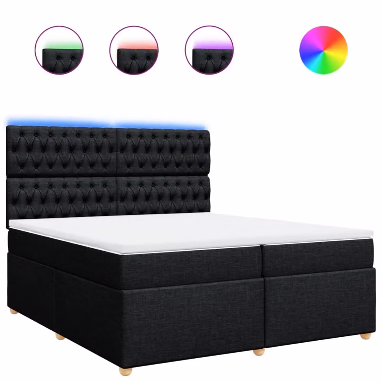 Giroletto a Molle con Materasso Nero 200x200 cm in Tessuto