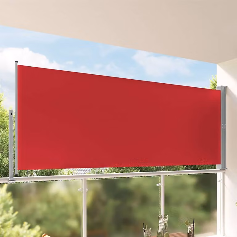vidaXL Tenda da Sole Laterale Retrattile per Patio in Poliestere e Acciaio, Rossa, L: 300 cm, H: 140 cm
