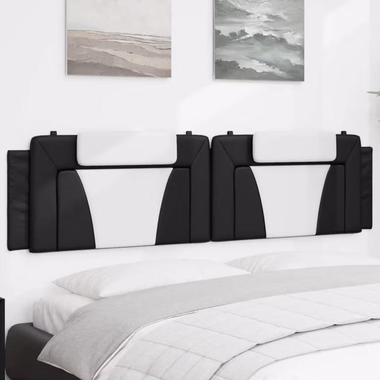vidaXL Cuscino Testiera Viana in Similpelle Nero e Bianco, Larghezza: 193 cm