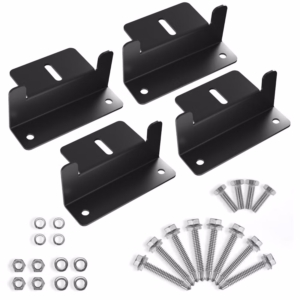 set di 4 staffe per pannelli solari in alluminio con angolazione a Z Staffa per pannelli solari fotovoltaici Staffa per pannelli solari per camper Montaggio a parete sul tetto (nero)