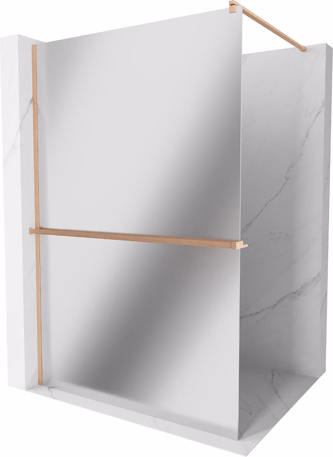 Mexen Kioto+ parete doccia con mensola Walk-in 80 x 200 cm, specchio, rame spazzolato - 800-080-121-65-50