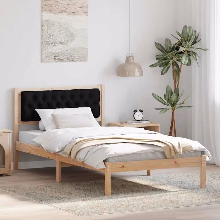 Struttura del letto vidaXL in pino massello nero L 100 x P 200 cm
