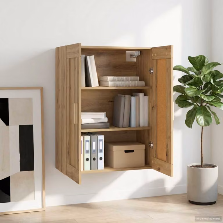 Armadietto a muro moderno vidaXL in rovere marrone con ante a battente e ripiani interni L/P/H: 69,5 x 34 x 90 cm