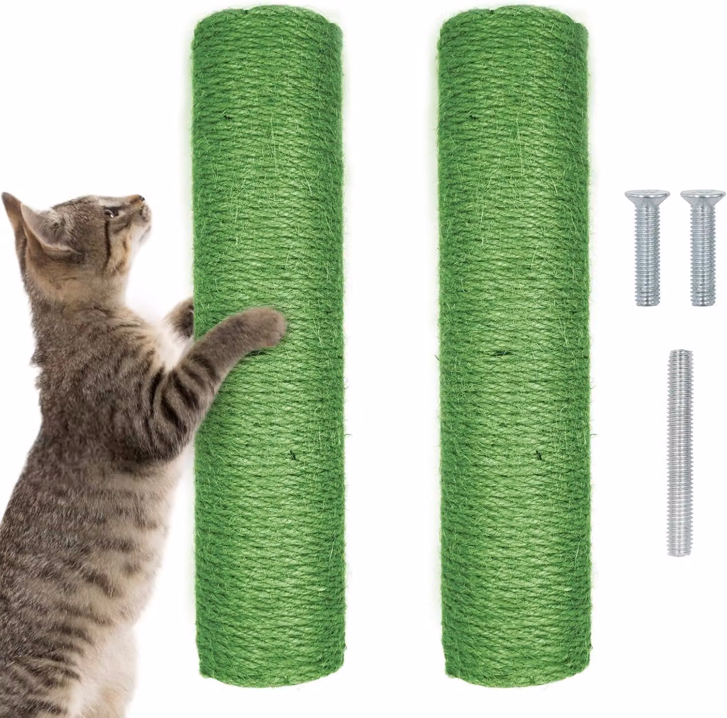 Sostituzioni per pali di tiragraffi per gatti, 2 pezzi, per tiragraffi, diametro 7 cm, lunghezza 30 cm, colore verde
