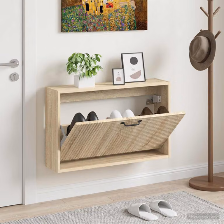 Mobiletto per scarpe da muro vidaXL HAARLEM moderno con scomparti basculanti L 71 x P 17 x H 43 cm