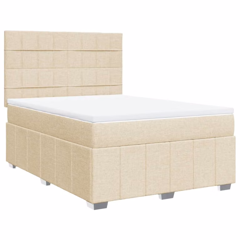 Giroletto a Molle con Materasso Crema 140x200 cm in Tessuto