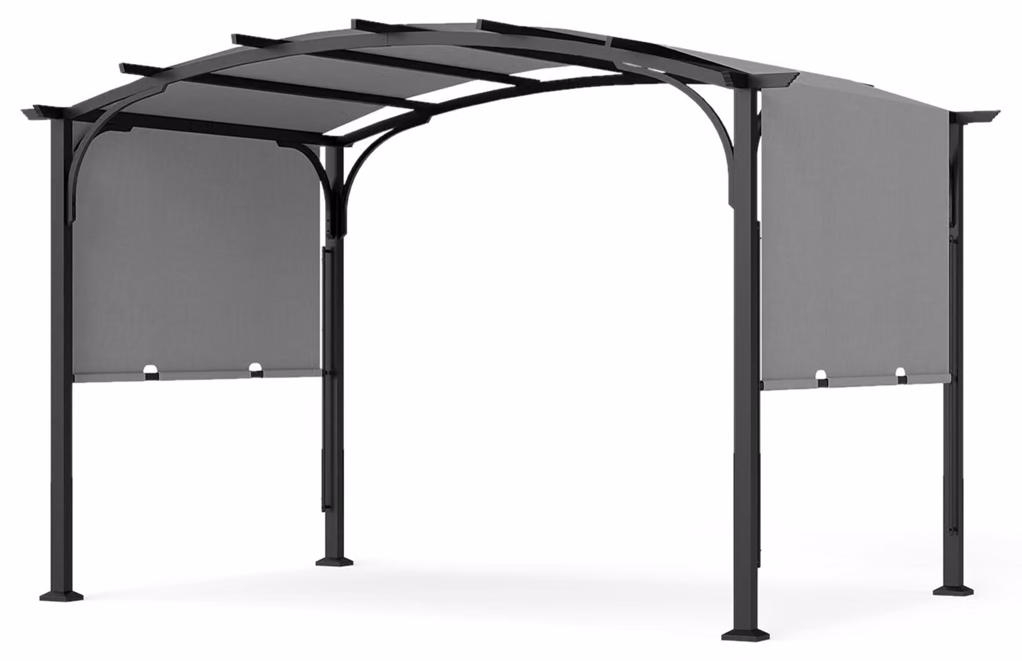 Pergola COSTWAY, gazebo 3 x 2,4 m con tetto scorrevole regolabile, gazebo da giardino con protezione solare, struttura in acciaio, tetto per terrazza, copertura per terrazza