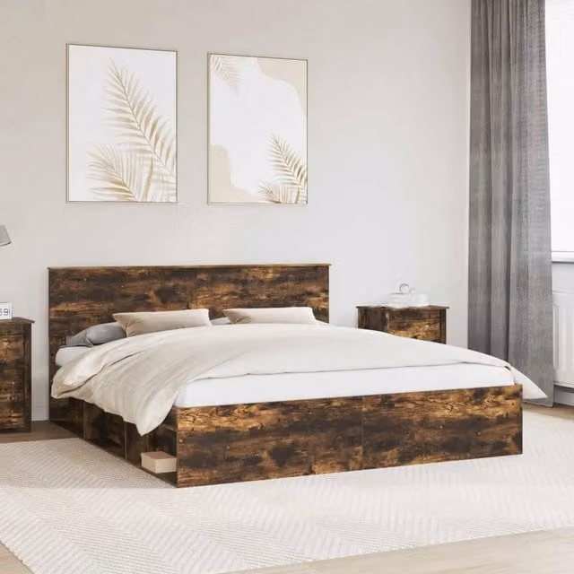 Struttura del letto Rovere fumé 180 x 200 cm Pino massello 3410568