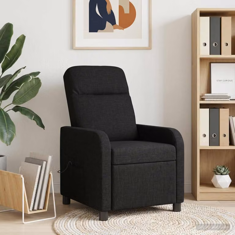 Poltrona relax reclinabile vidaXL in tessuto nero con braccioli e struttura moderna