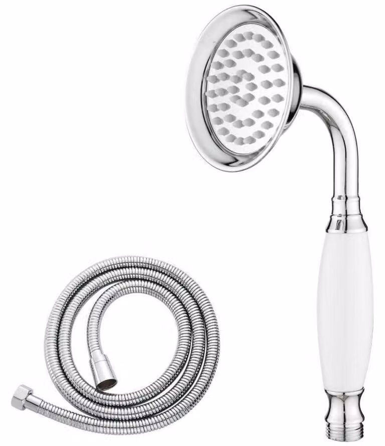 Manopola per rubinetto vintage, soffione per doccia di ricambio, doccia a pioggia, Vetroceramica bianca, cromo, acciaio inossidabile 304