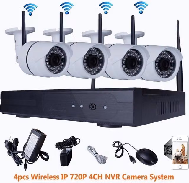 Kit di videosorveglianza Trade Shop con NVR 4 canali Wifi e 4 telecamere IP con segnale fino a 300 metri – 1