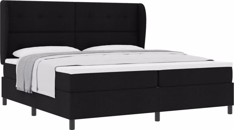 Letto a molle con materasso nero 200 x 200 cm in tessuto