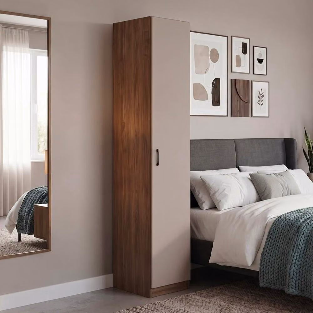 Armadio Singolo 45 cm H 247 cm 1 Anta Noce Naturale e Cashmere Italy