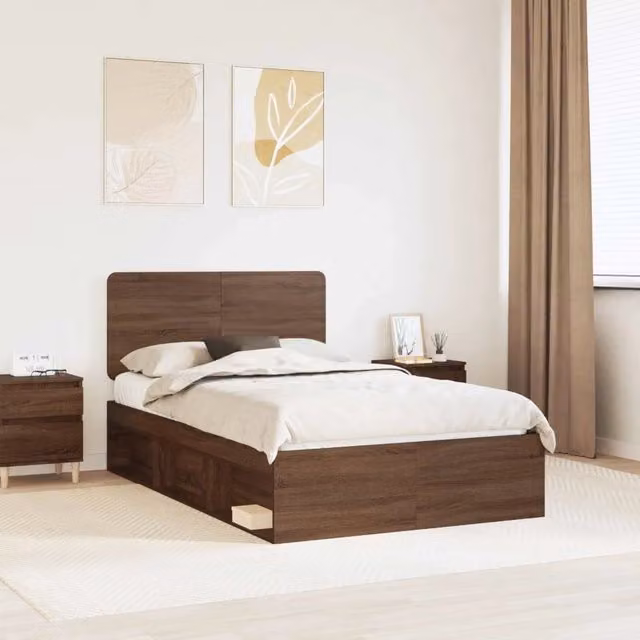 Struttura del letto Rovere Marrone 120 x 190 cm Pino massello 3412521