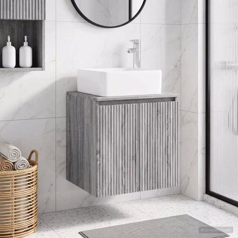 Mobile Lavabo da Parete vidaXL in Legno Sonoma Grigio L: 49,5 cm, P: 41 cm, H: 63 cm