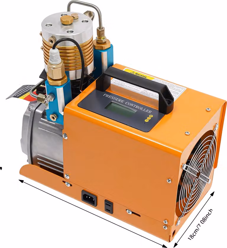 Compressore d'aria PCP portatile, potenza 1,8 kW, volume di riempimento 100 l, 220 V, arancione, UE