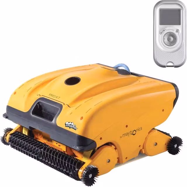 Robot pulitore per piscina Dolphin PRO X 7 Gyro di Maytronics giallo con telecomando