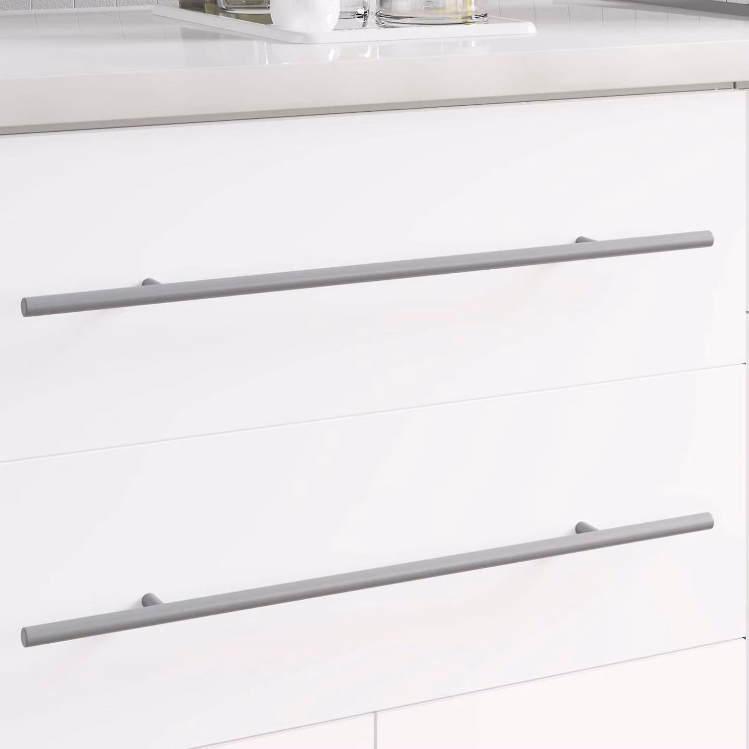 Set di 2 manici per barra vidaXL in acciaio inossidabile lucido, colore argento