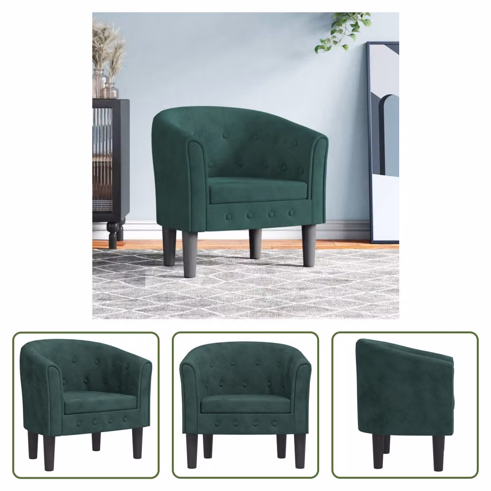 The Living Store Sedia Club in velluto verde scuro