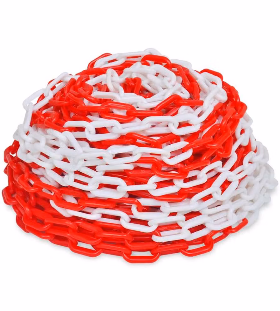 Catene di Sicurezza Traffico 2 pz Rosso e Bianco Plastica 30 m