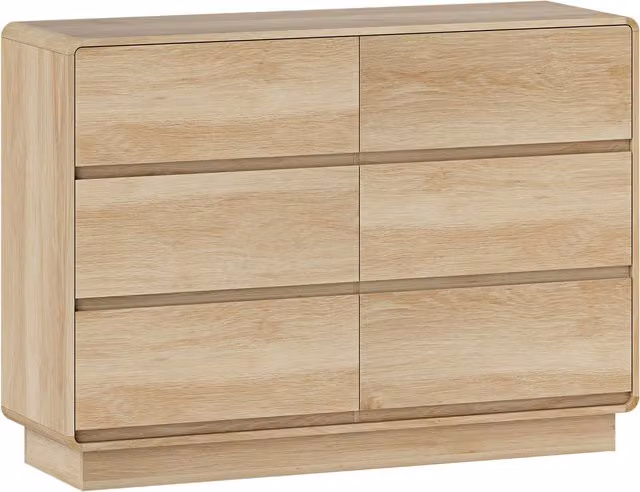 Credenza HOMCOM con 6 cassetti e spigoli arrotondati, colore naturale beige, L 120 x P 38 x H 86 cm