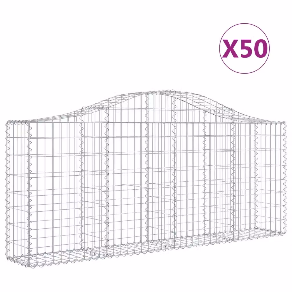Set di 50 Cesti Gabbioni ad Arco vidaXL in Acciaio Zincato Argento L: 200 cm, P: 30 cm, H: 80-100 cm – 2