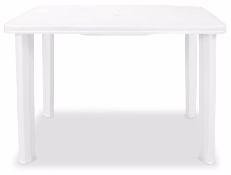 Tavolo da giardino in plastica con supporto per ombrellone, dimensioni 101x68x72 cm