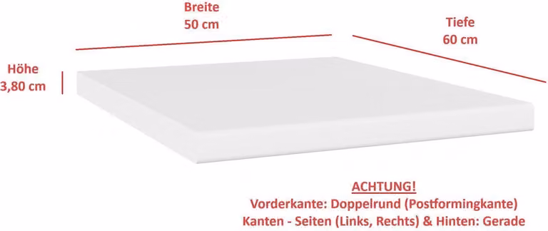 Piano di lavoro per cucina largo 50 cm, spessore 38 mm, bianco opaco Cucina Aria