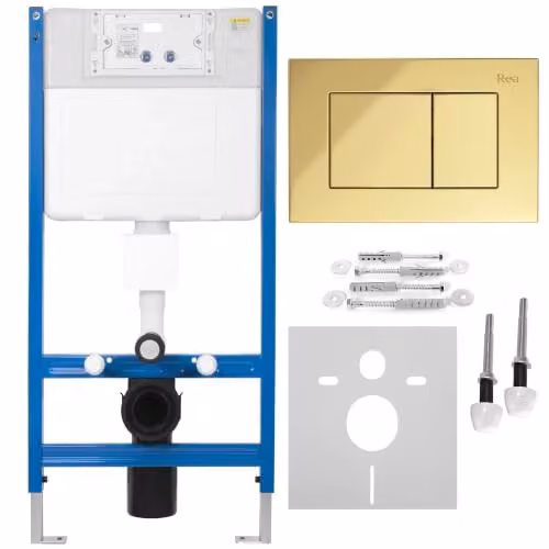 Rea - Kit da incasso K011a-q per WC con pulsante J oro - 16 x 52,5 x 103,5 cm