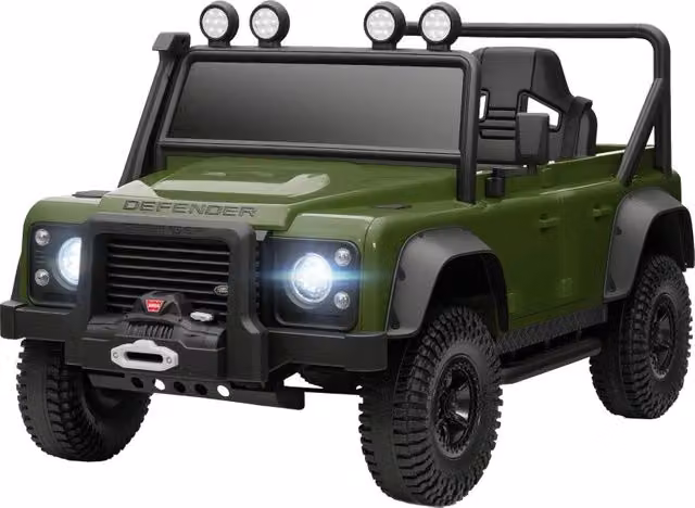 Macchina elettrica per bambini, alimentata a batteria da 12V, con telecomando, funzione musicale, clacson, luci a LED, colore verde.