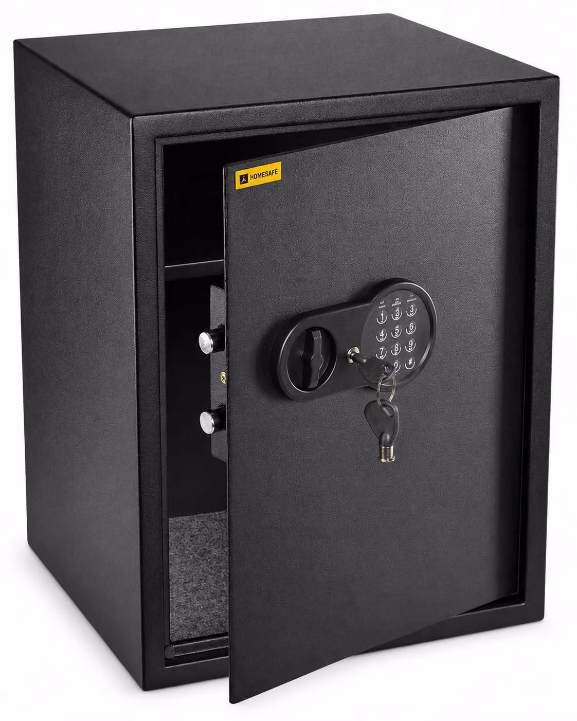 Cassaforte con serratura elettronica, dimensioni 50 x 35 x 35 cm, colore nero opaco effetto carbonio