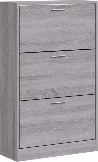 Scarpiera moderna a parete in legno grigio opaco L: 63 cm, P: 24 cm, H: 103 cm