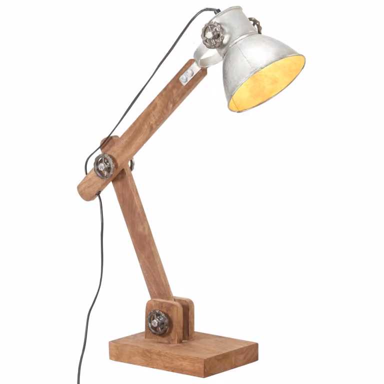 Maison Exclusive - Lampada da scrivania in stile industriale, argento, rotonda, 58x18x90 cm, E27