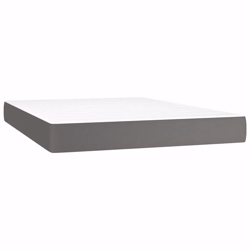 Materasso Ibrido a Molle Insacchettate vidaXL, Rivestimento in Similpelle Grigio e Bianco, L: 140 cm, P: 200 cm, H: 20 cm – 2