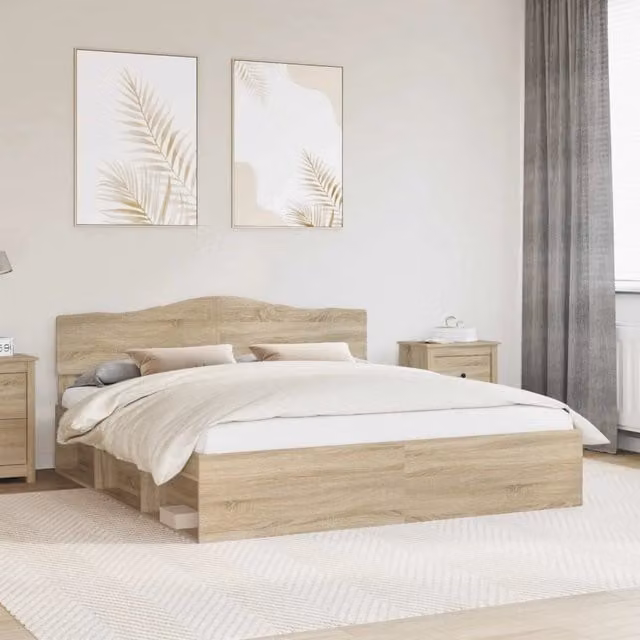 Struttura del letto-Giroletto Sonoma 200 x 200 cm Pino massello 925464