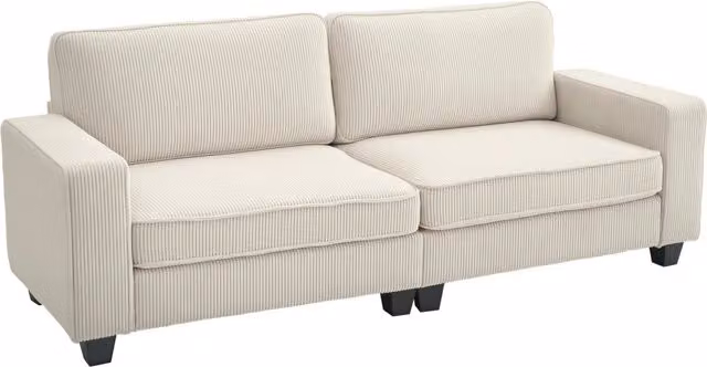 Divano 3 posti in velluto a coste ¨C Xylo ¨C crema, con molle insacchettate, 227x84x87 cm