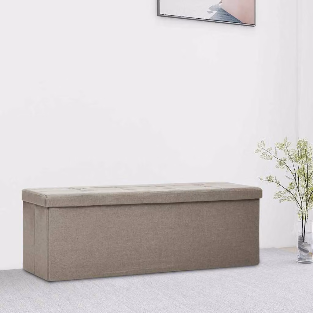 Cassapanca pieghevole vidaXL in tessuto beige e grigio con struttura in MDF