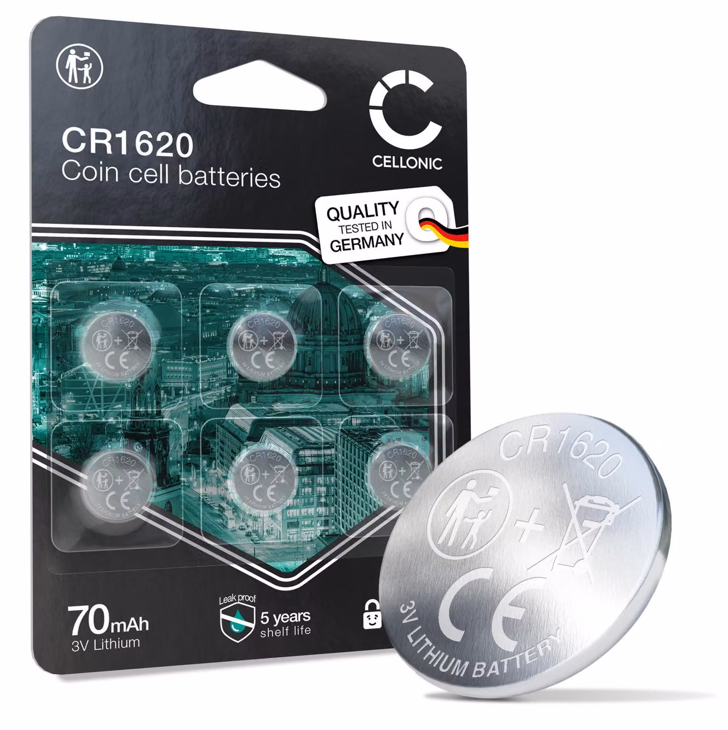 CELLONIC CR1620 Batteria / pila a bottone Sistemi di allarme- 6x
