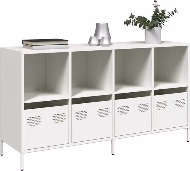 Credenza Buffet Armadio da Cucina e Soggiorno Design Mania Bianca L: 135 cm, P: 39 cm, H: 73,5 cm