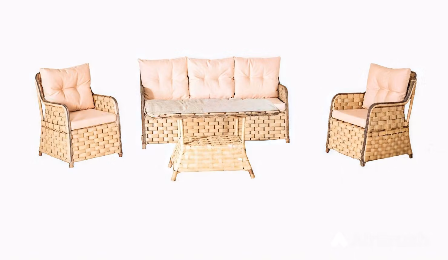 Stilvolle Garten Möbel Designer Sofa 3-Sitzer 2x Polster Sessel Couchtisch
