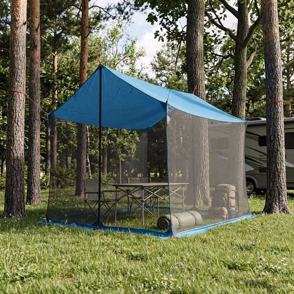 Telo da campeggio vidaXL con pareti in rete blu L 270 x P 210 x H 210 cm